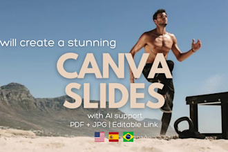 design a sleek, editable canva presentation, slide or pitchdeck