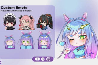 create custom chibi emotes animated for twitch, discord, kick, youtube for you
