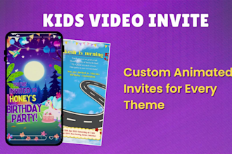 kids birthday invitation video or card in canva