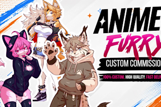 draw custom furry art for you in anime style