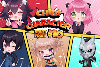 draw anime cute chibi from your original character, anime fanart, vtuber