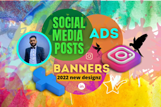 design unique social media posts, ads, banners