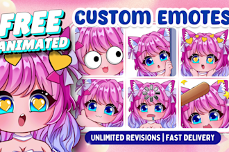draw custom twitch emotes, animated emotes, chibi emotes, vtuber emotes for you