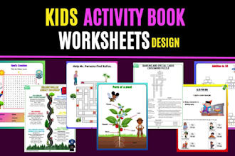 design kids activity book and custom worksheets