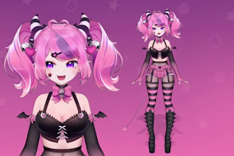 draw and rig vtuber model, live2d rig, anime vtuber art, 2d vtuber commission