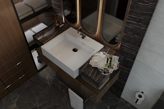 create bathroom interior design with realistic 3d rendering