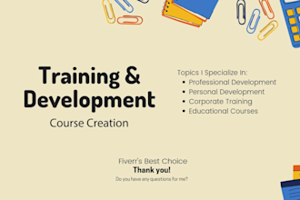 design professional training materials, course content, and presentation slides