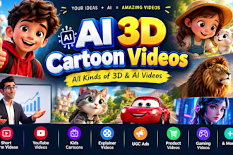create 3d ai cartoon video animation for youtube channel