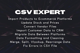 edit CSV file scrape bulk import products contacts customers