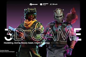 do 3d game character, 3d character modeling, 3d sculpting and 3d printing