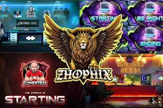 design perfect twitch overlay illustration, twitch scene, panels and stream logo
