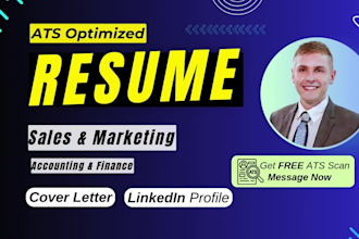 write sales, sdr, and marketing resume, tech sales, finance, or accounting CV