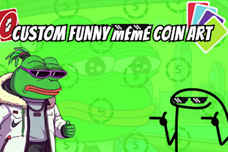 create custom funny meme coin character cartoon art for website, social media