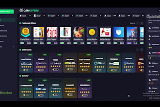 develop a offewall rewards site inspired by popular websites