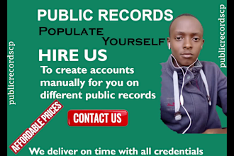 manually create accounts on various public records for you