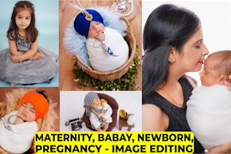edit, retouching newborn baby, maternity and family photos