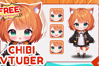 create anime chibi character model and rigging for live2d vtuber or stream