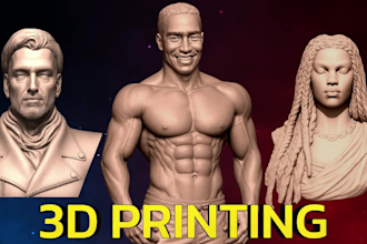 sculpt realistic 3d head, bust or full body characters for 3d printing stl