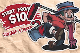 make vintage custom sticker design
