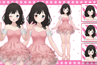 create 3d character model for vtuber, anime, 3d rigging and 3d vroid
