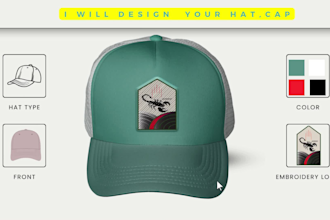 create a custom cap, hat mockup and tech pack