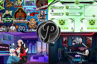 draw animated stream overlay, twitch logo, panels, sub badges, webcam facecam
