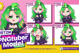 create express pngtuber model or gif tuber model in cute style for live2d model