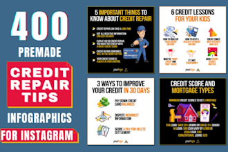 design 400 credit repair tips infographics for instagram