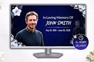 create custom funeral slideshow video, blue themed memorial tribute
