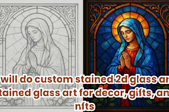 draw custom stained 2d glass art stained glass art for nft