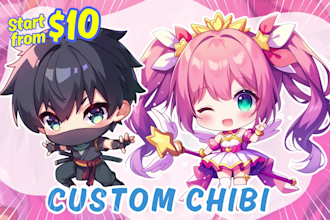 draw cute anime chibi character art kawaii for pfp, oc, fanart, vtuber