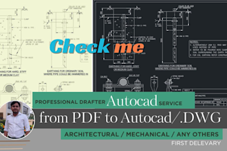 convert pdf to auto cad drawing for architect, mechanical