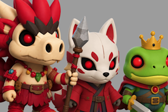 design 3d cute characters, action figures, and animal
