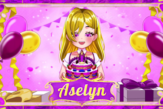 create custom animated anime birthday card illustration
