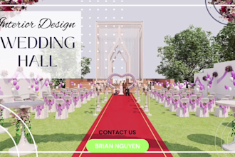 design stunning 3d wedding hall or restaurant interior