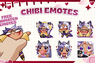 draw cute twitch emotes, animated emotes, chibi emotes for streams