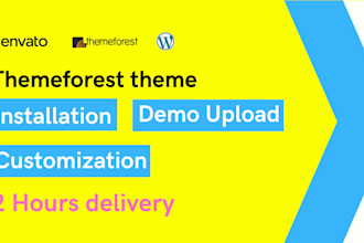 do themeforest wordpress theme installation, demo upload and customization