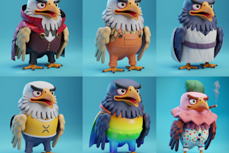do unique 3d nft art character modeling for games, animation, nft