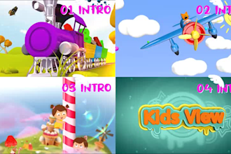 make unique kids youtube intro video best logo animation