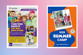 do education, school, summer camp, holiday kids flyer poster