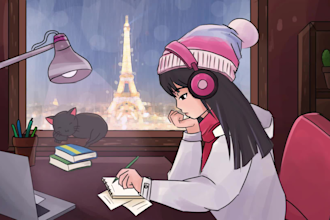 create lofi hip hop loop animation with character