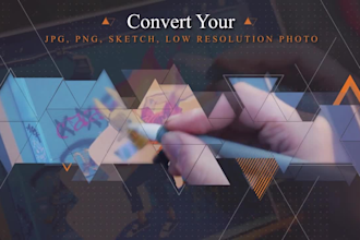 convert your low resolution logo and sketch into vector