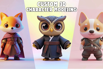 design cute 3d animal character modeling, cartoon style, and rendering