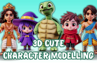 create cute 3d character modelling with cartoon style