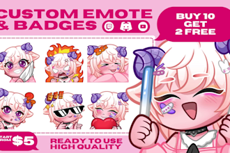 draw emotes twitch, sub badges for vtuber, discord, and stream