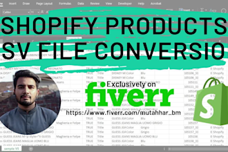 create shopify products CSV file for your shopify store