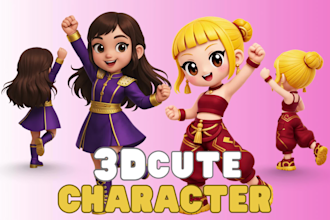 design 3d cute character modeling, animal, mascot, plushie
