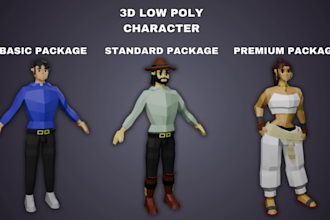 create 3d low poly character for your game or project