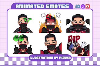 draw and animated emotes for twitch, discord, kick, youtube for vtuber