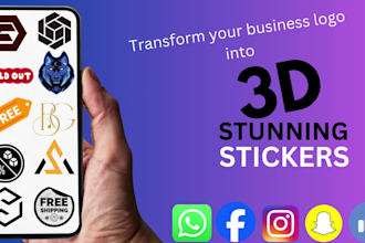 design your business logo into 3d stickers